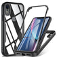 A black and clear 360-degree phone case with a built-in screen protector.