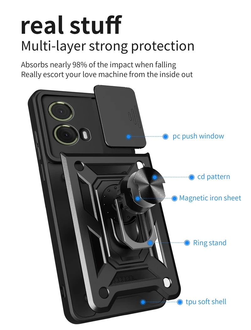 Shockproof Military Grade Armor Case For Moto G85 G75 G55 G45 G35 G15 G05 5G Magnetic Holder Ring Protect Cover - Caseverse