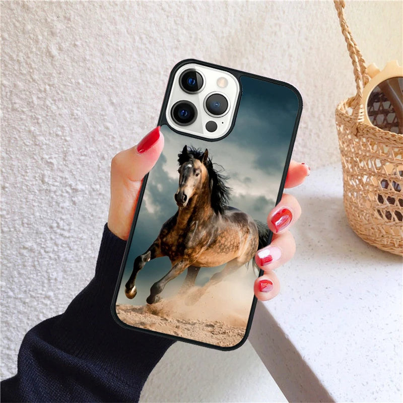 Running animal horse Phone Case for iPhone X XS XR 16 PRO MAX 15 14 PLUS 11 12 13 mini Back Cover Fundas Shell Caseverse