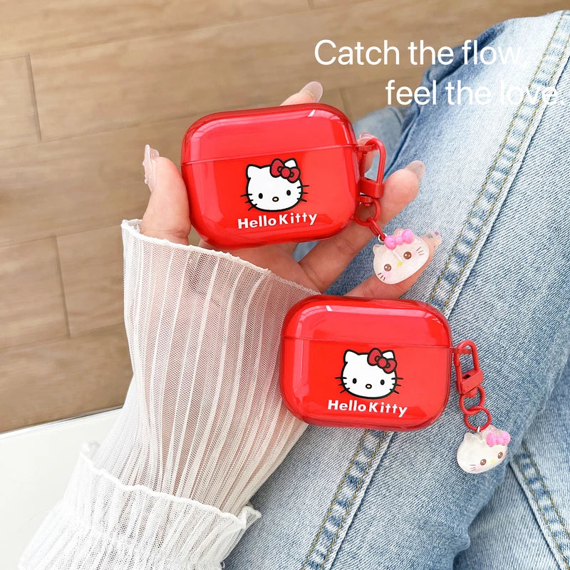 Cute Cartoon Sanrio Hello Kitty  Earphone Case For AirPods 4 1 2 3 Pro 2021 Wireless Bluetooth Headset Soft TPU Protective Cover Caseverse