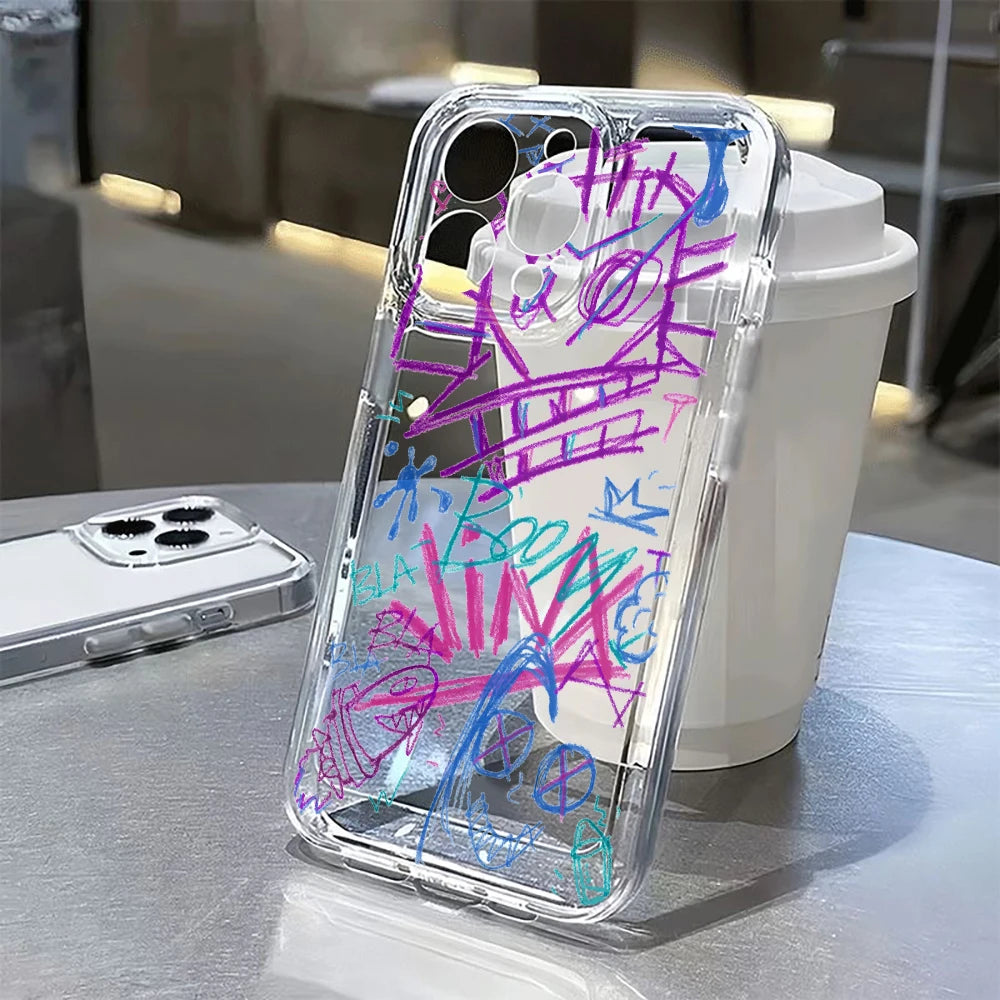 Graffiti Jinxs Phone Case for Samsung Galaxy S24 S23 S22 S21 S20 S10 FE Ultra Plus 5G Note 20 10 Pro Clear Soft Cover - Caseverse