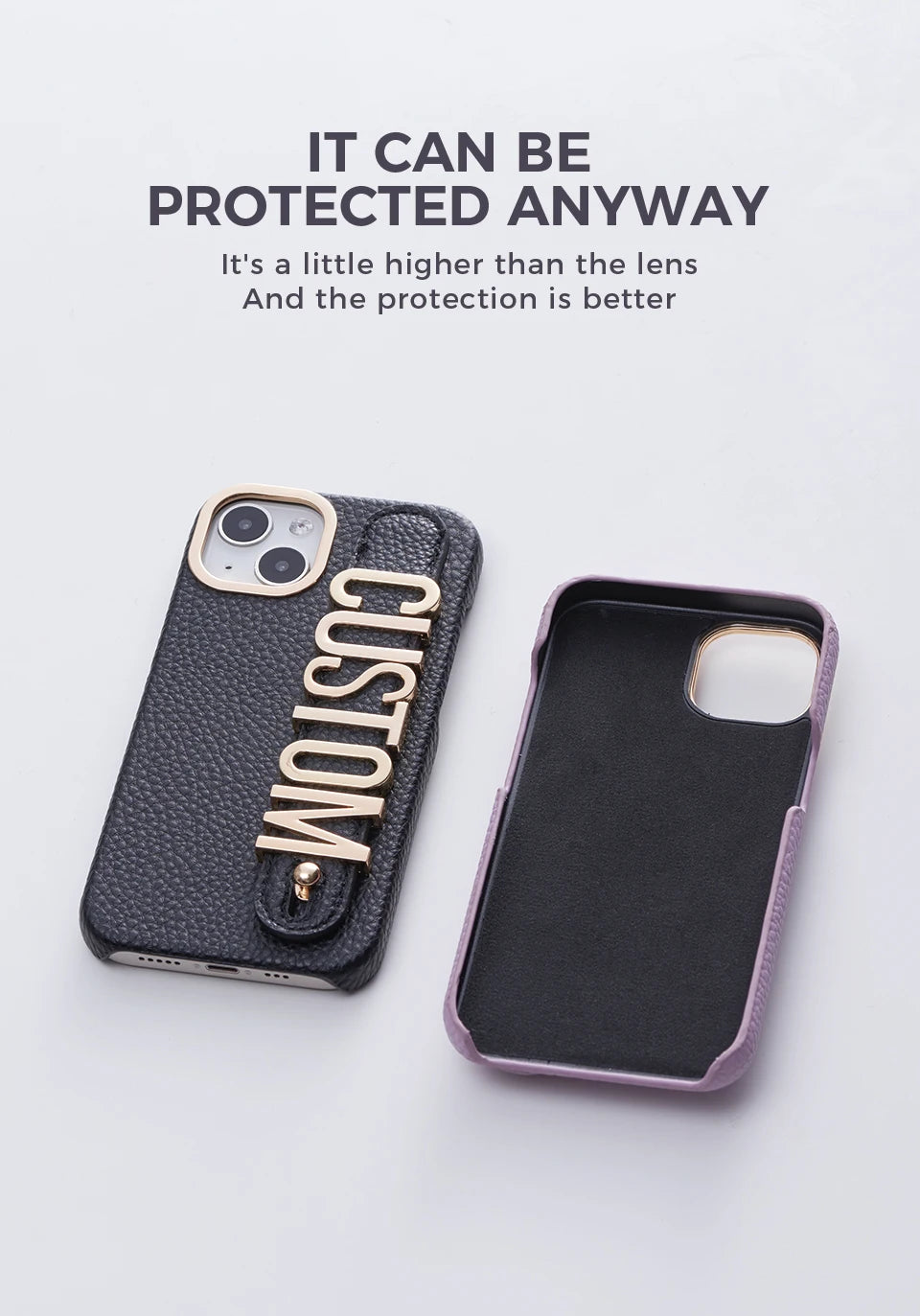 Leather Phone Case Custom Name Wristband Metal Gold Letters Personalized Cover for iPhone16 15 14 13 12 11ProMax 15 16plus Caseverse