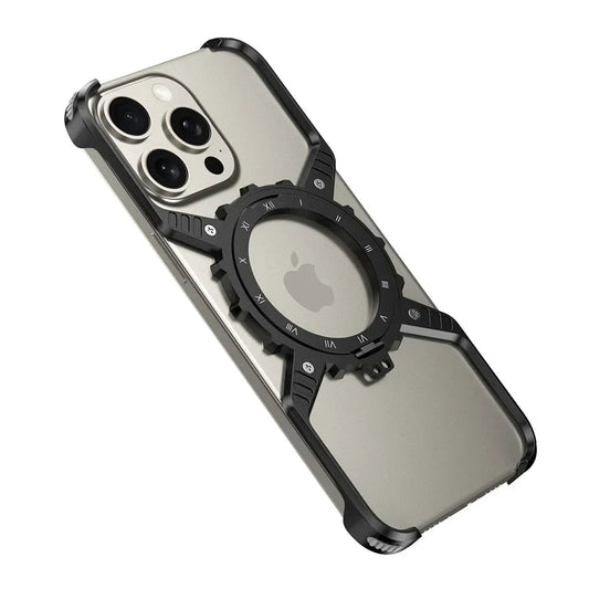 Metal Magnetic Case For iphone 16 Pro Max Cover 16 Plus 15 14 13 Aluminum Alloy Rimless Bumper Built-in 360° Invisible Holder Caseverse