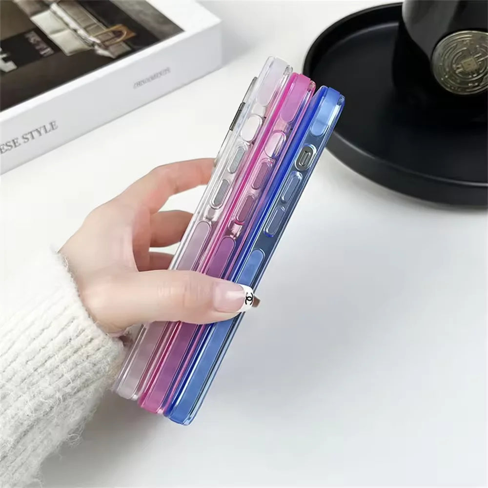 Gradient Metal Lens Holder Magsafe Phone Case for IPhone 16 15 14 Plus 13 12 Pro Max Back Lens Glass Film Matte PC Hard Cover Caseverse