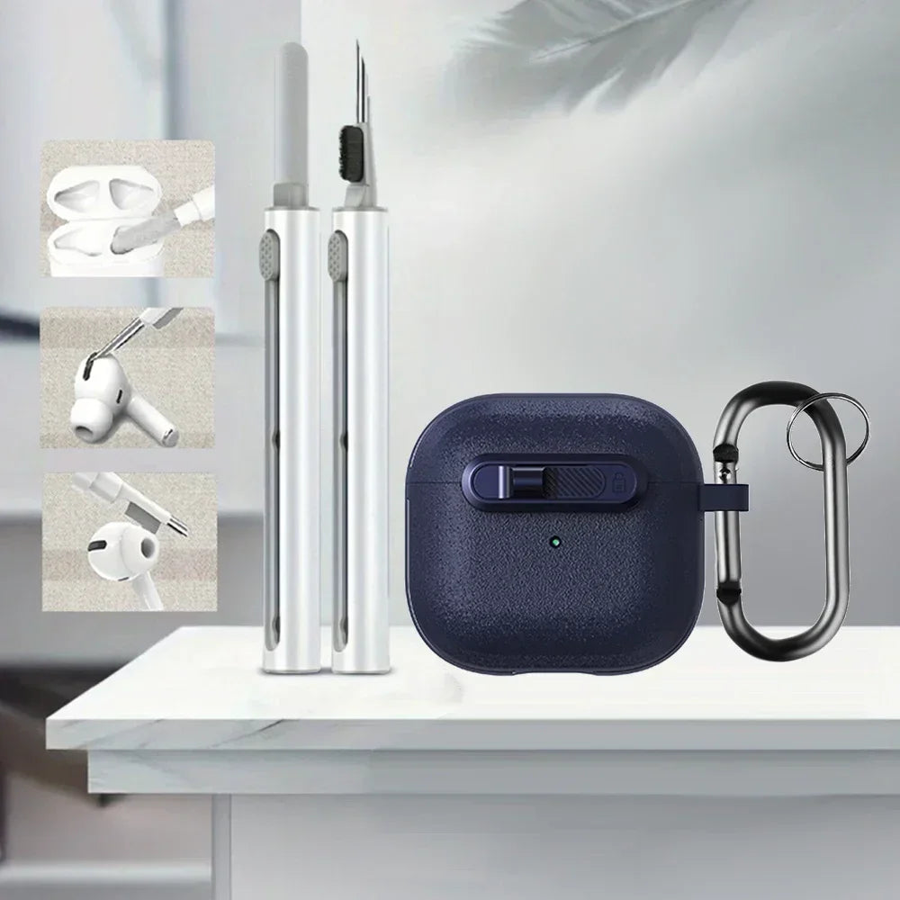 Frosted Earphone Case for Apple Airpods 4 with Cleansing Sets Wireless Headset Cover Magnetic Horizontal Lock Protective Covers Caseverse