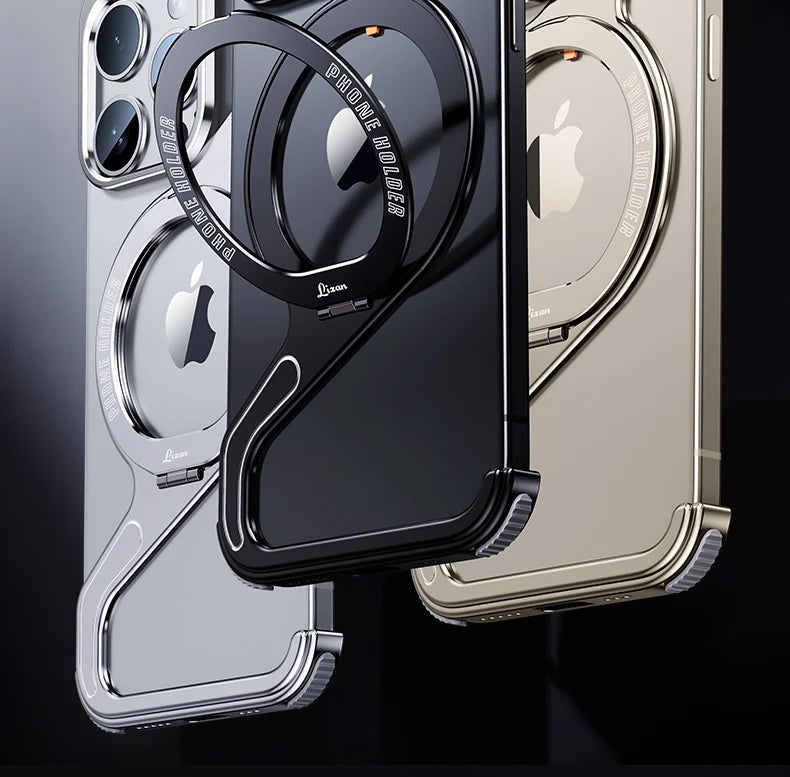 Shockproof Phone Case Z Shape Metal Frame for iPhone 16 Pro 15 14 13 Pro Max Plus Full Aluminium Alloy Magnetic Bracket Cases Caseverse