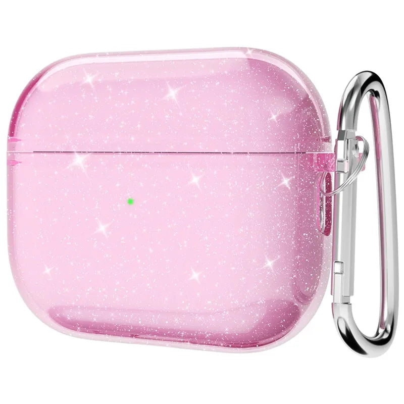 Bling Glitter Soft TPU Earphone Case for Airpods 4 2024 Pro 2 2nd Generation Air Pods 3 1 3rd Gen Cover with Keychain Accessory Caseverse
