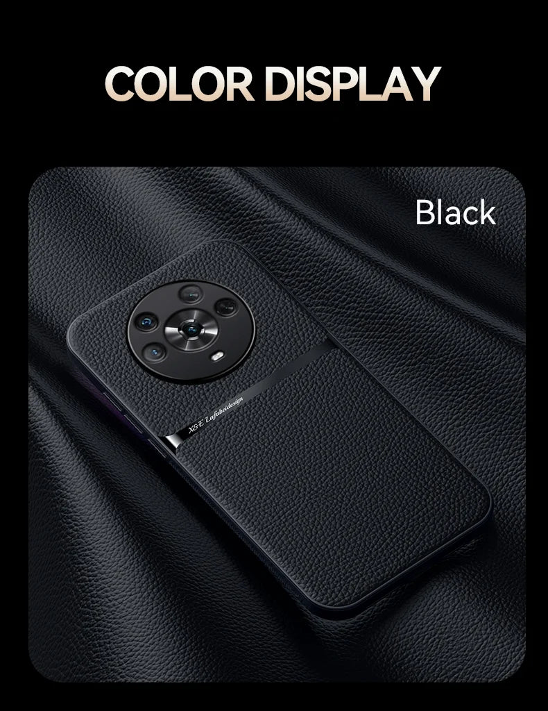 For Honor Magic4 Pro Build-in Magnet Metal Plate Car Holder Phone Case Honor Magic 4 Pro 4Pro Magic4 Silicone Leather Back Cover