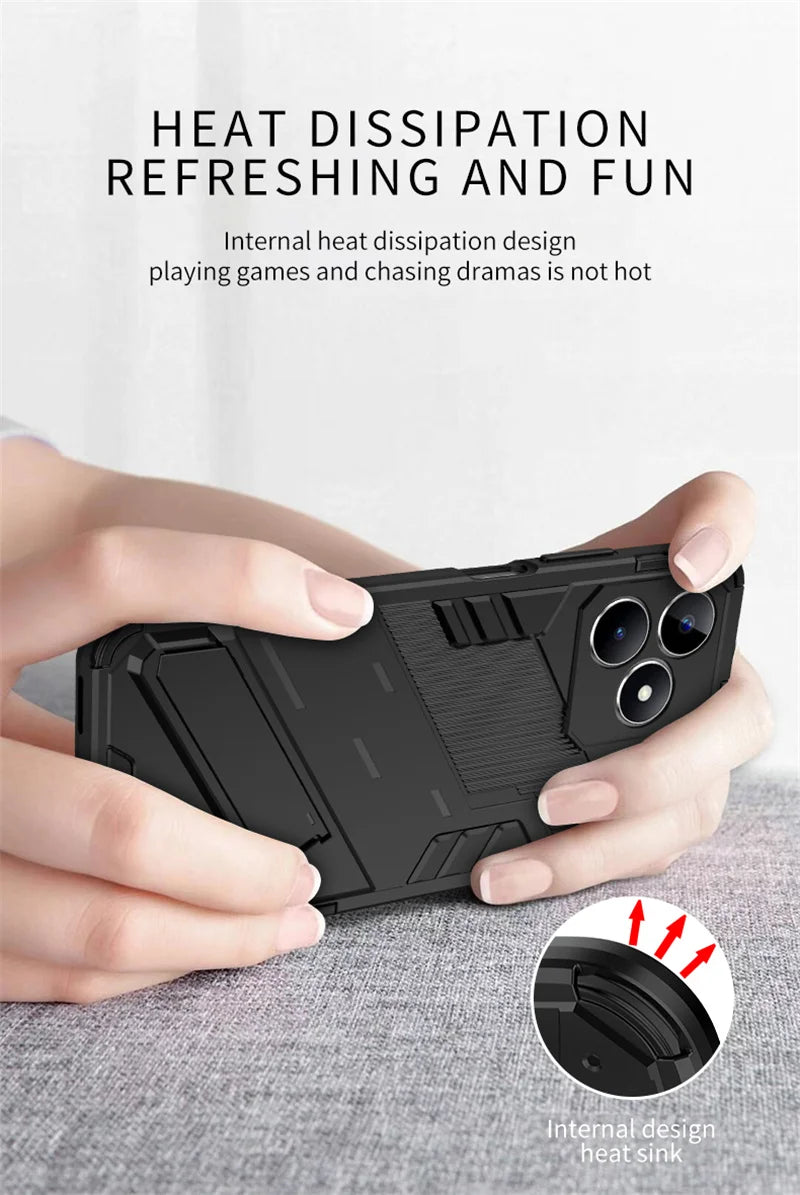 For Realmi C53 4G Case Shockproof Rugged Armor Phone Case For Realme C53 C 53 4G RMX3760 6.74" Magnetic Holder Stand Back Cover - Caseverse
