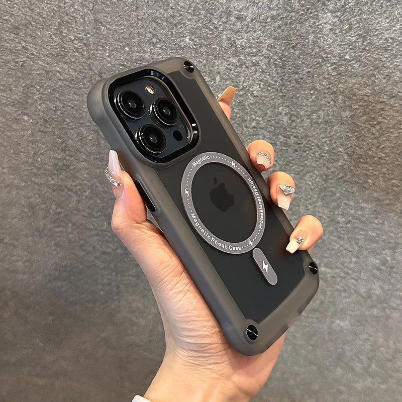 Military grade shockproof magsafe charging phone case for iPhone 15 14 13 12 Pro Max magnetic thicken corner silicone back cover - Caseverse