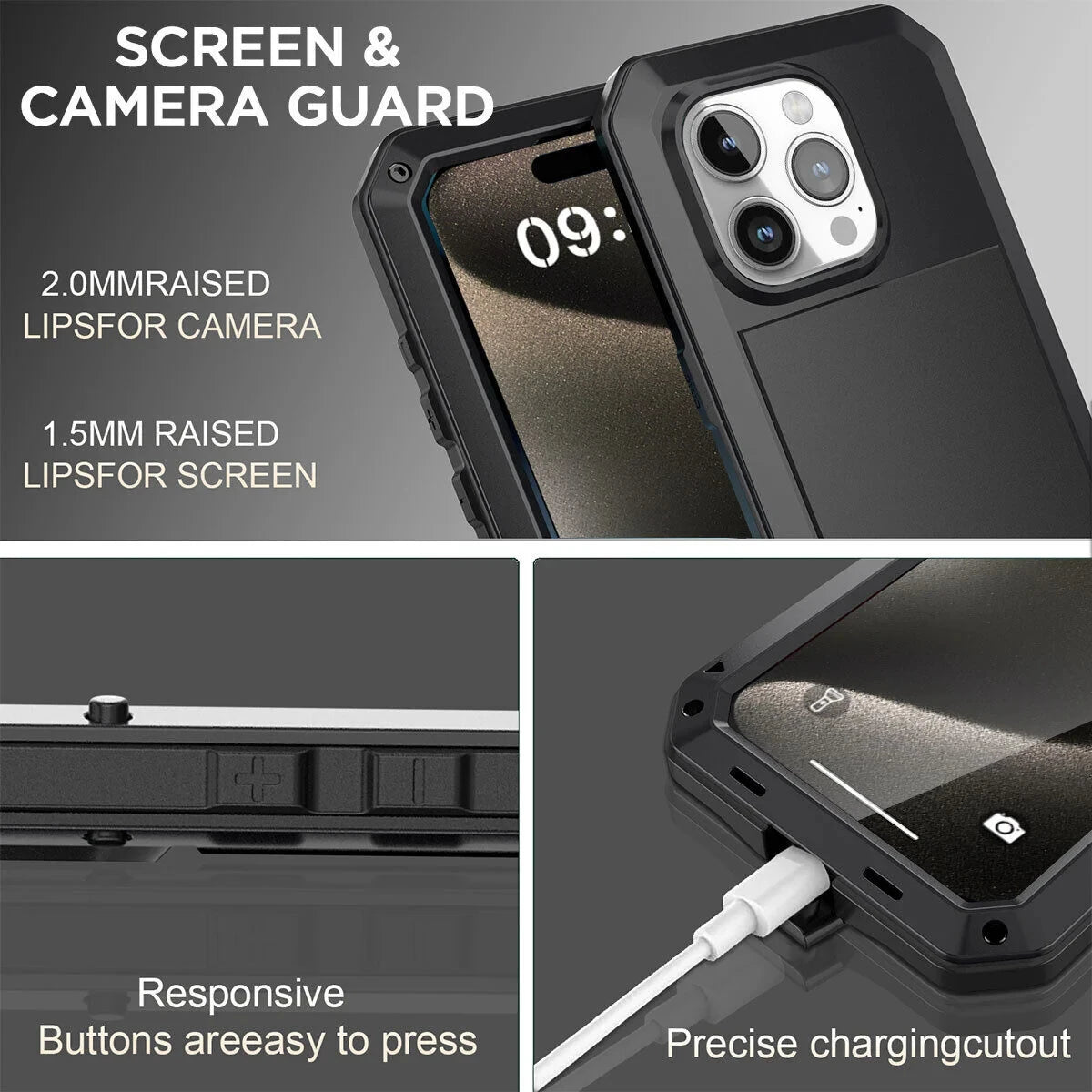 Armor Metal Aluminum Shockproof Phone Case for iPhone 15 14 Pro 12 11 Pro Max X XS XR 6 8 Plus Outdoor Military Cover - Caseverse