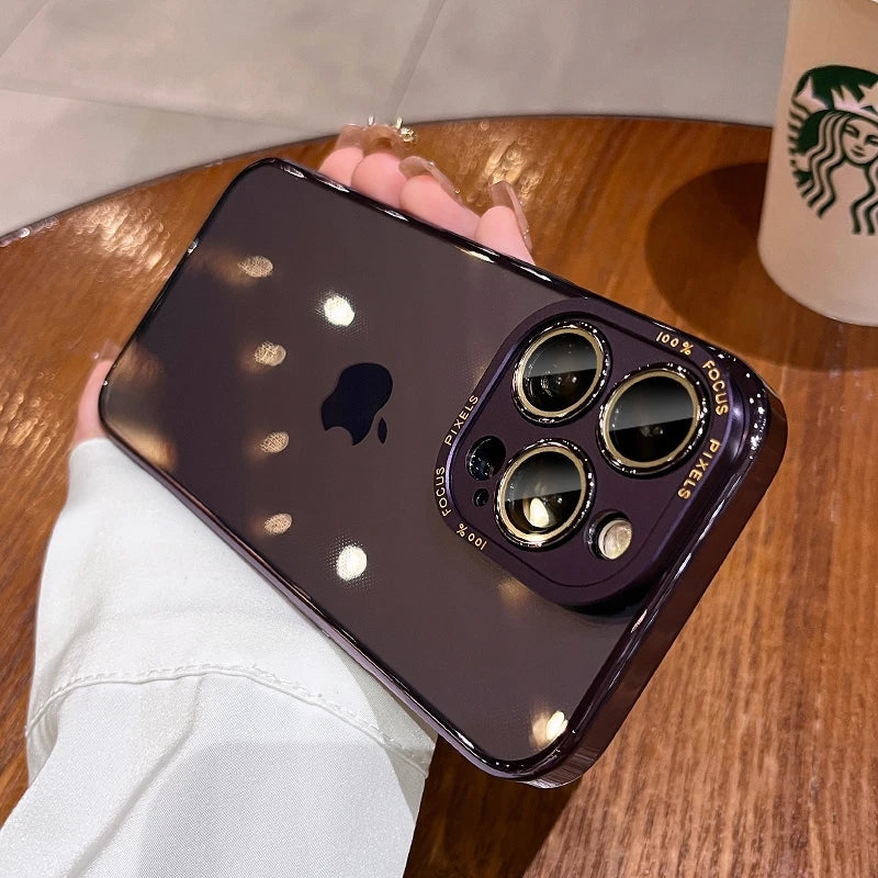 For iPhone 15 Pro Max Luxury Case Metal Camera Protection Transparent Armor Phone Cases for iPhone 12 13 14 Pro Max 14 Pro Plus Caseverse