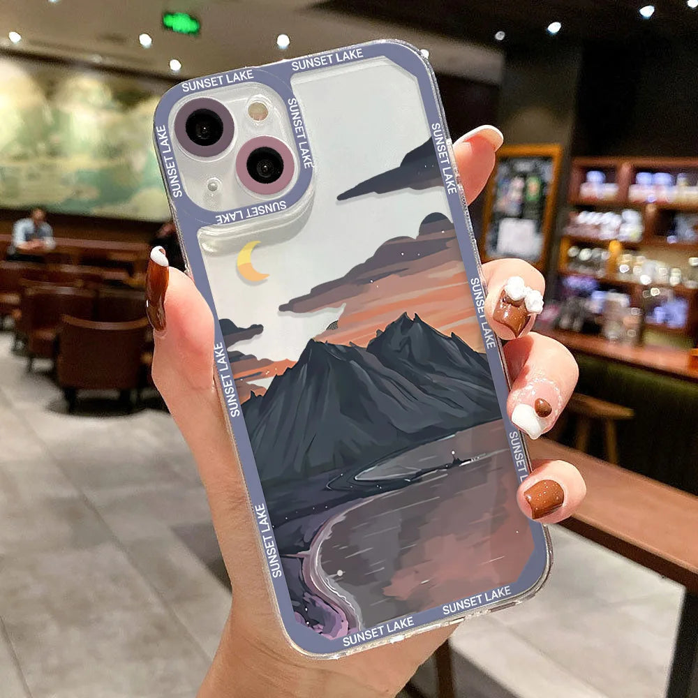 Scenery Sunset Phone Case For IPhone 11 14 12 13 Pro Max iphone11 14promax XR XS Max X 7 8 Plus SE 2020 Shockproof Clear Cover - Caseverse