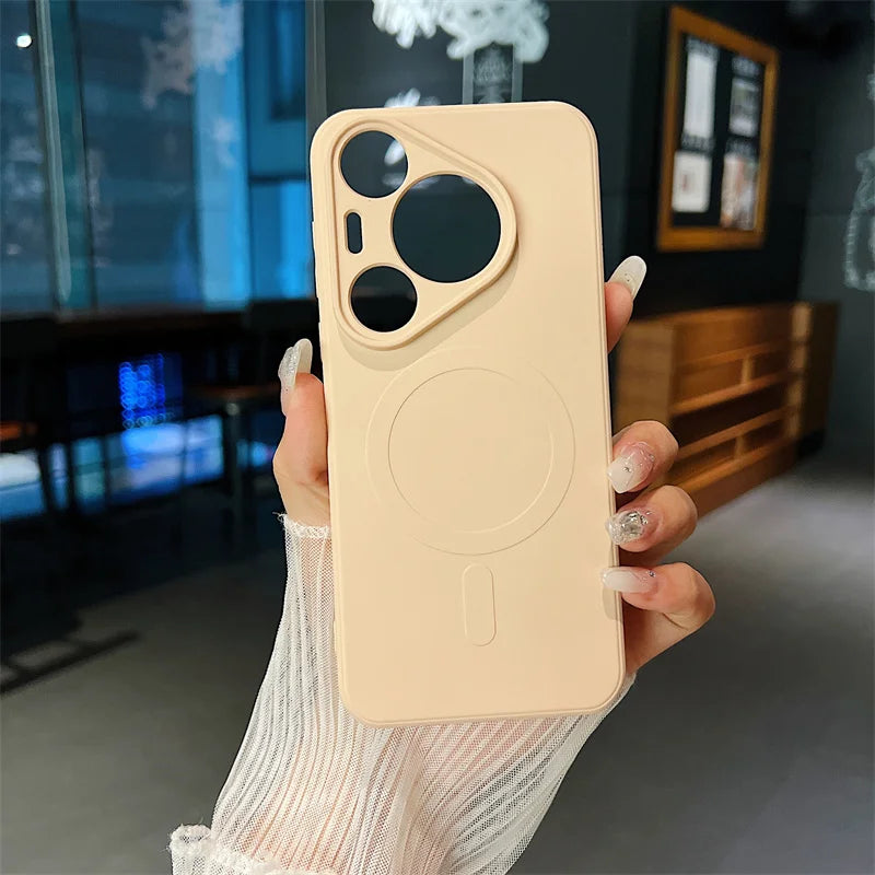 Silicone Magnetic Phone Case for Huawei Pura 70 Pro Plus Ultra Magsafe Wireless Charging Anti Drop Protective Cover Bumper - Caseverse