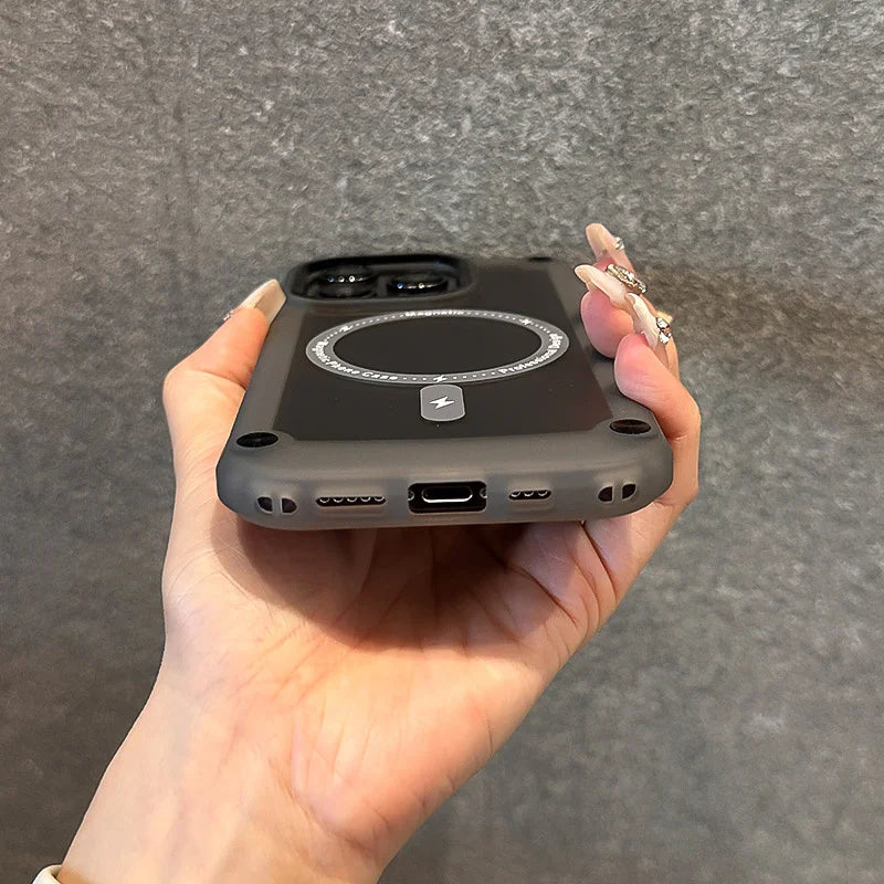 Military grade shockproof magsafe charging phone case for iPhone 15 14 13 12 Pro Max magnetic thicken corner silicone back cover - Caseverse