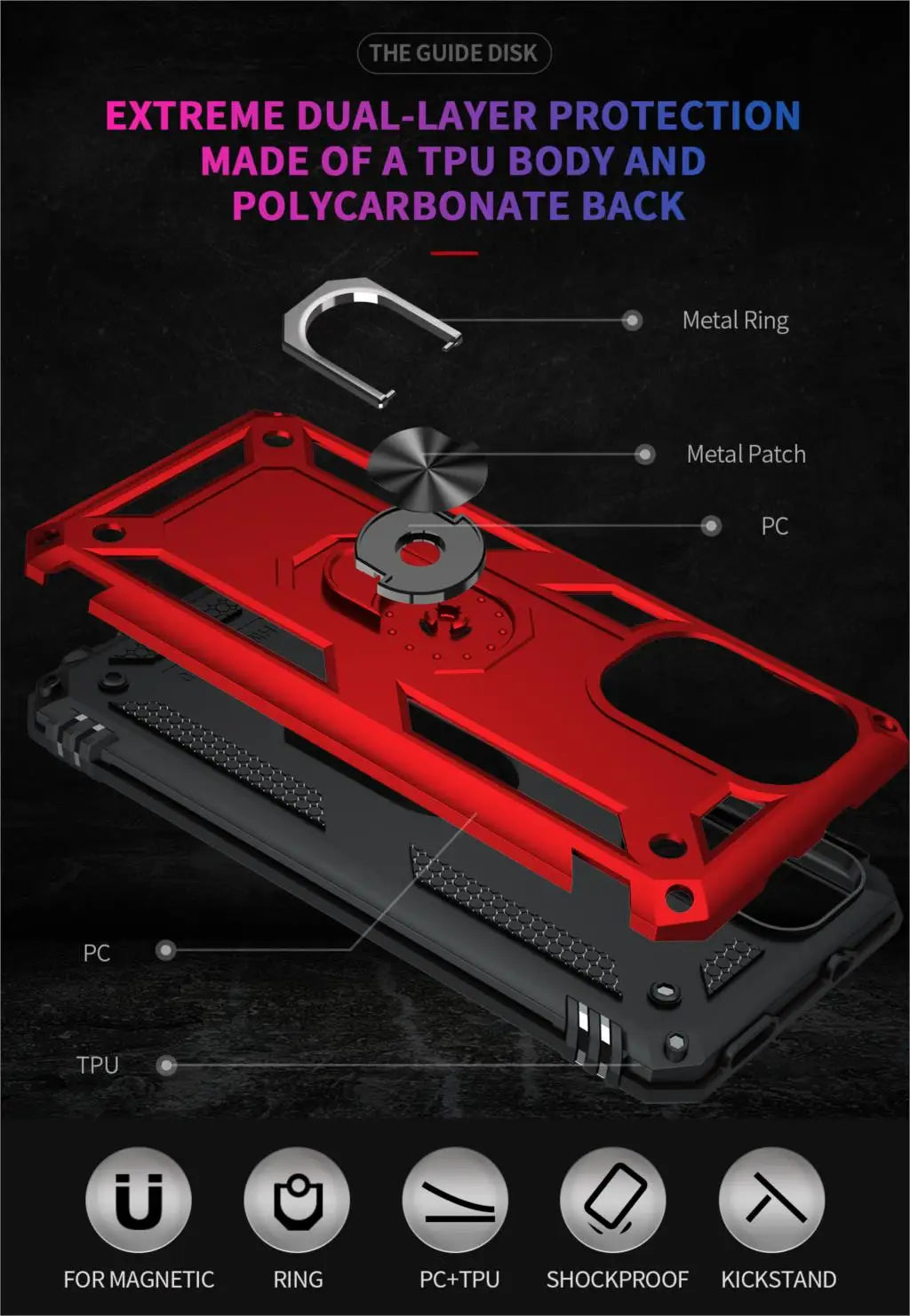 Cover Case for POCO F3 Armor Rugged Military Shockproof Ring Holder Magnet Phone Case for Xiaomi POCO F3 F 3 5G - Caseverse