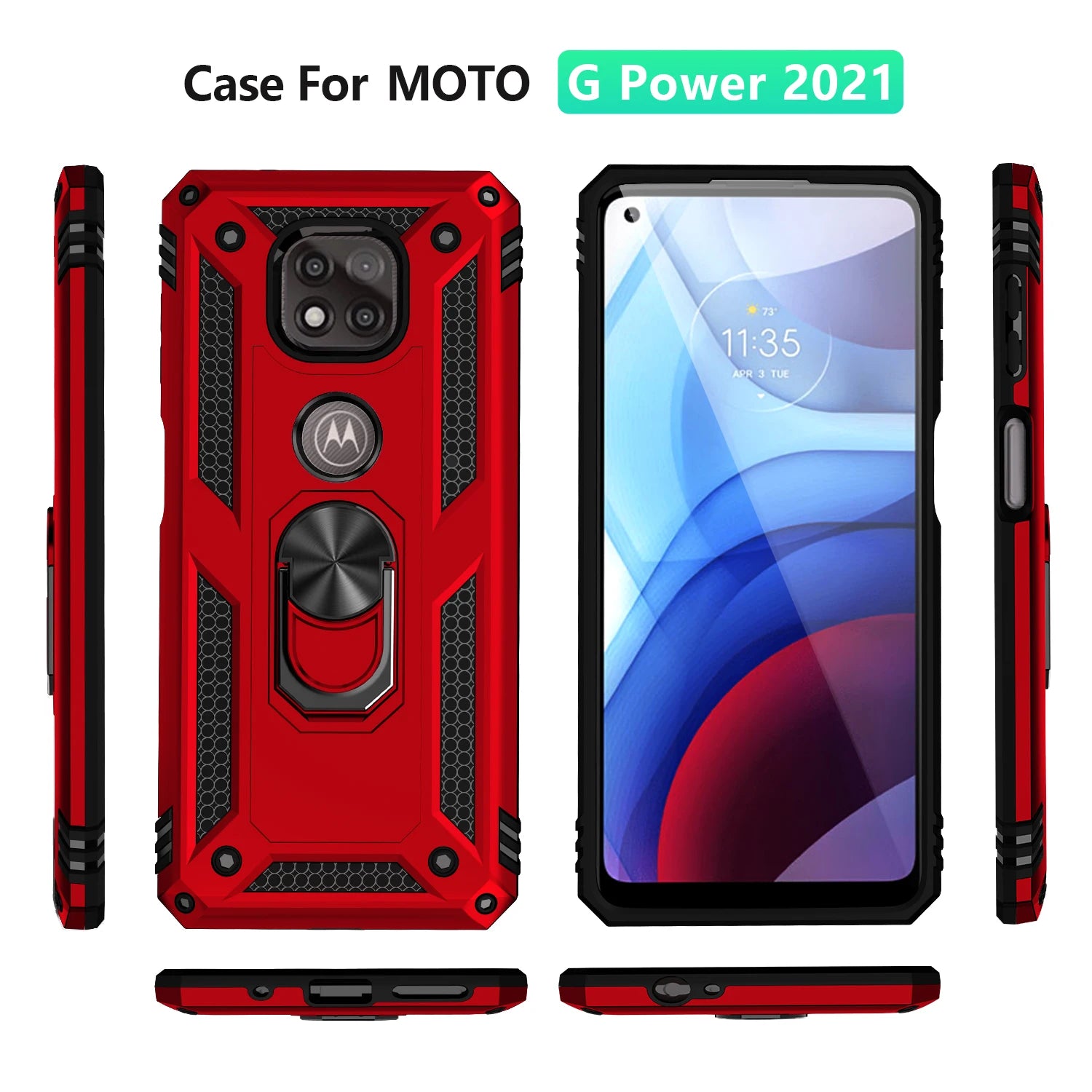 for Moto G Power Case for Phone Moto G Power 2021 Case Shockproof Armor Rugged Military Protective Car Holder Magnetic Cover - Caseverse