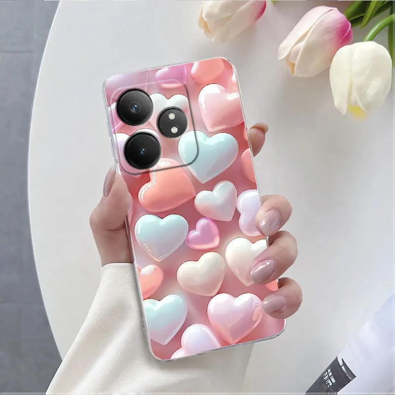 For Realme GT Neo 6 SE Neo6 6T Case Luxury Phone Case For Realme GT Neo6 SE Marble Flower Clear Soft Silicone Protective Cover - Caseverse