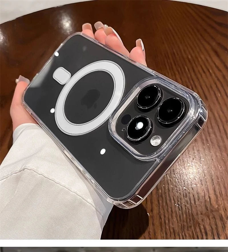 Original Clear For Magsafe Magnetic Wireless Charging Case For iPhone 15 14 13 12 Mini 11 Pro X XR XS Max 7 8 Plus Acrylic Cover - Caseverse