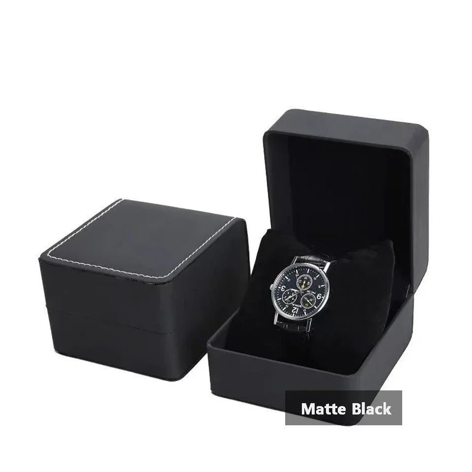 Oval Black Brown Green Single Pillow PU Leather Wristwatch Display Watch Case Organizer for Men Clamshell PU Leather Watch Case