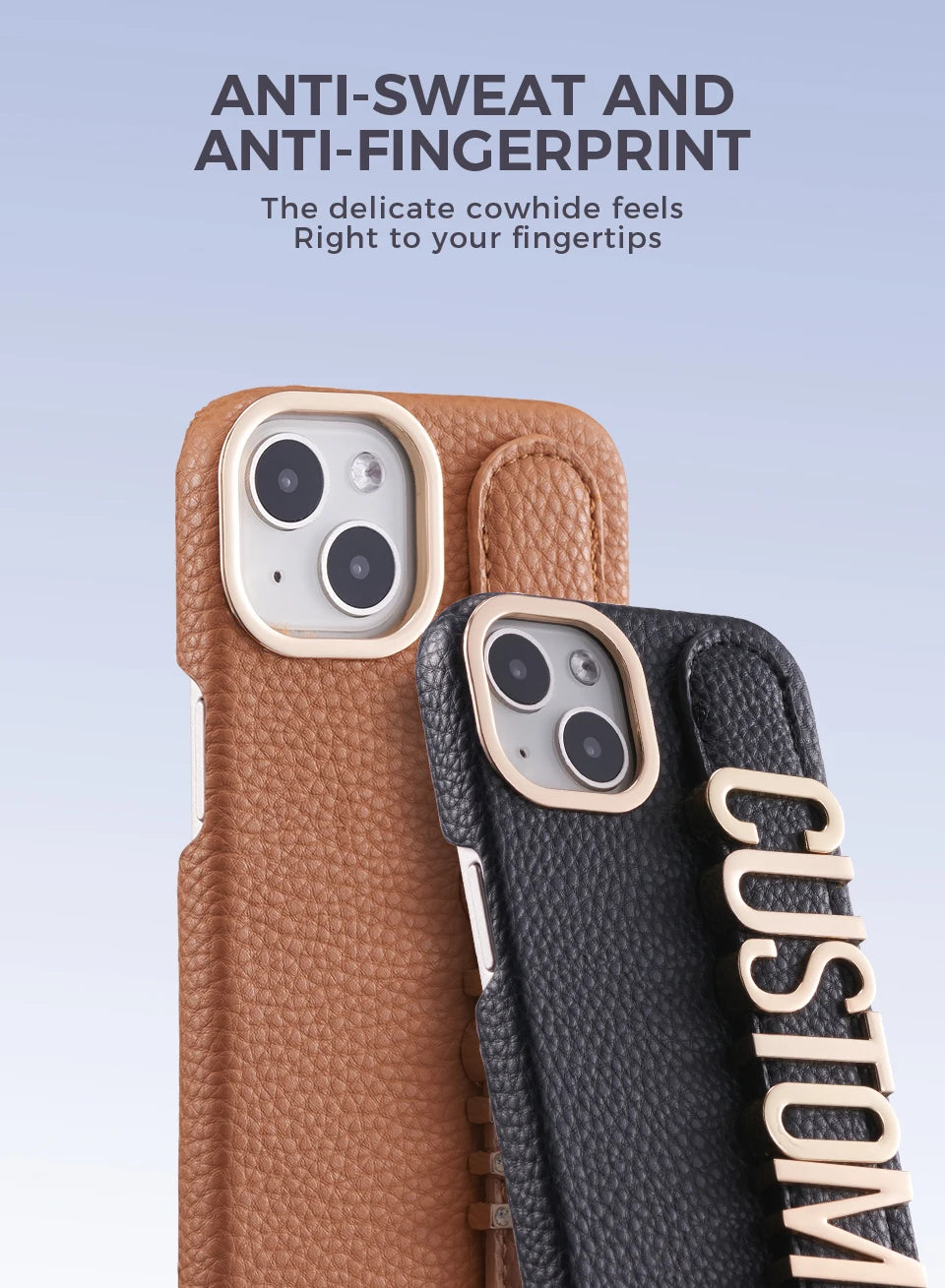 Leather Phone Case Custom Name Wristband Metal Gold Letters Personalized Cover for iPhone16 15 14 13 12 11ProMax 15 16plus Caseverse