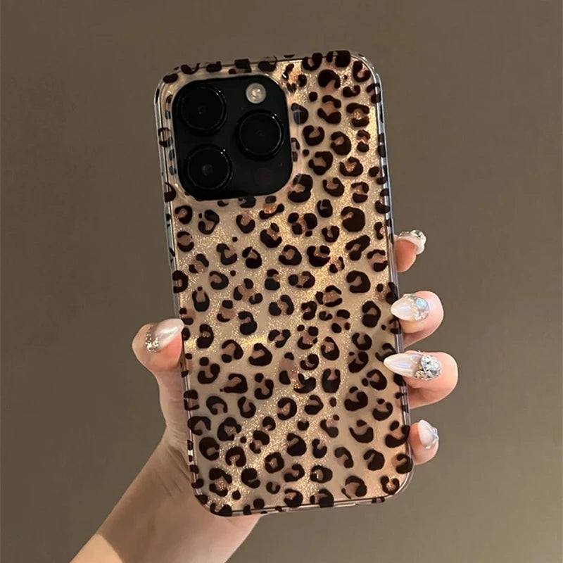 Luxury Stylish Leopard Print Phone Case For iPhone 16 15 14 Pro Max 13 12 11 XS X XR 7 8 Plus SE 2022 Shockproof Soft Back Cover - Caseverse