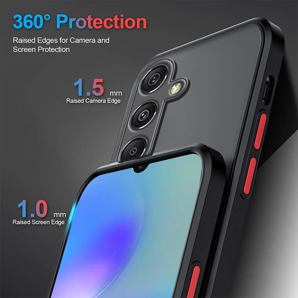 Armor Shockproof Matte Case For Samsung Galaxy A25 5G Silicone Bumper Clear Hard PC Cover Capas Sumsung A05 A05s A15 A25 A35 A55 - Caseverse