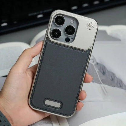 Aluminum Alloy Leather Magnetic Phone Case For iPhone 16 16pro 15 14 Pro Max Wireless Charging Metal Frameless Shockproof Cover Caseverse