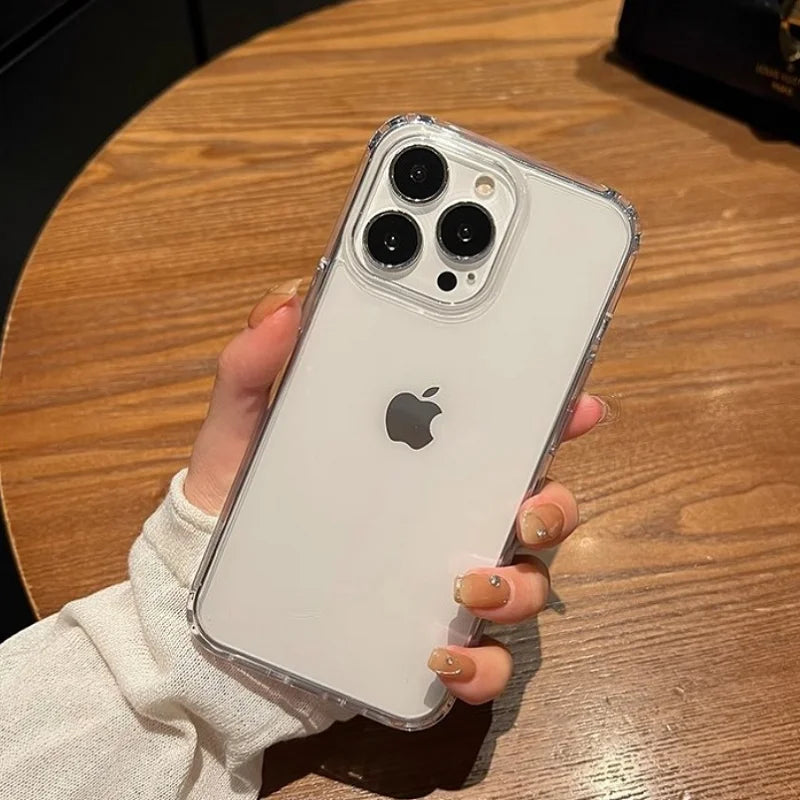 Luxury Transparent Soft Acrylic Phone Case For iPhone 16 15 14 13 12 11 Pro Max XS X XR 7 8 Plus Mini Shockproof Bumper Cover - Caseverse