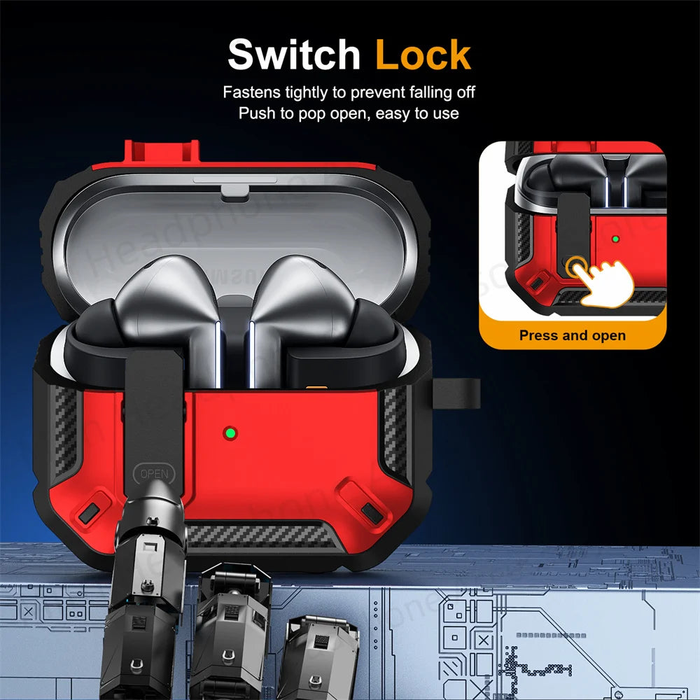 Newest carbon fibre switch earphone cover for Men For Samsung Galaxy Buds 3/Buds3 Pro Buzz 3 Pro Earbuds Case with cleaning kit Caseverse