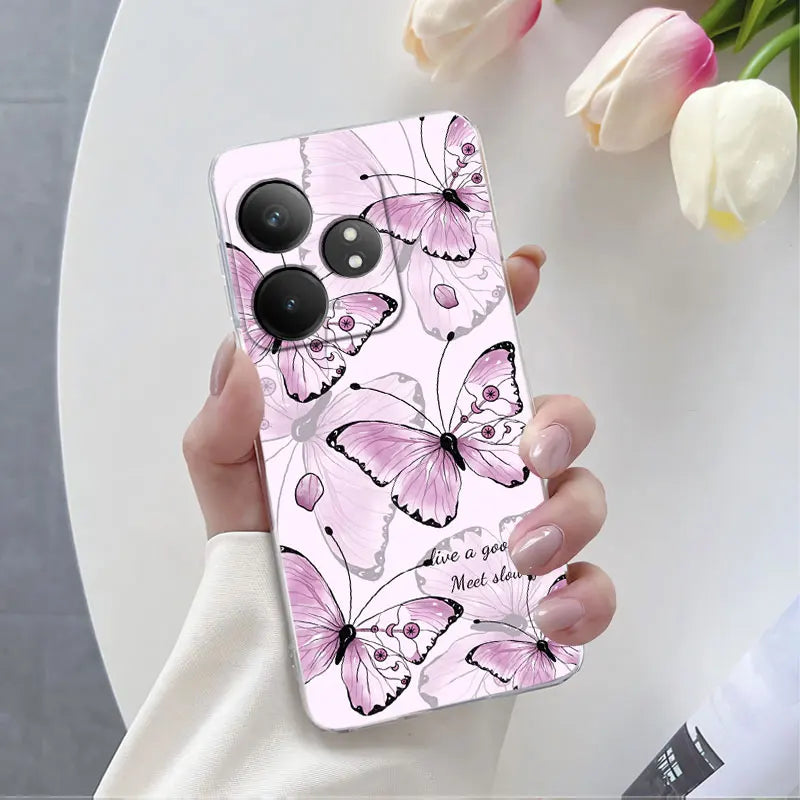 For Realme GT Neo 6 SE Neo6 6T Case Luxury Phone Case For Realme GT Neo6 SE Marble Flower Clear Soft Silicone Protective Cover - Caseverse