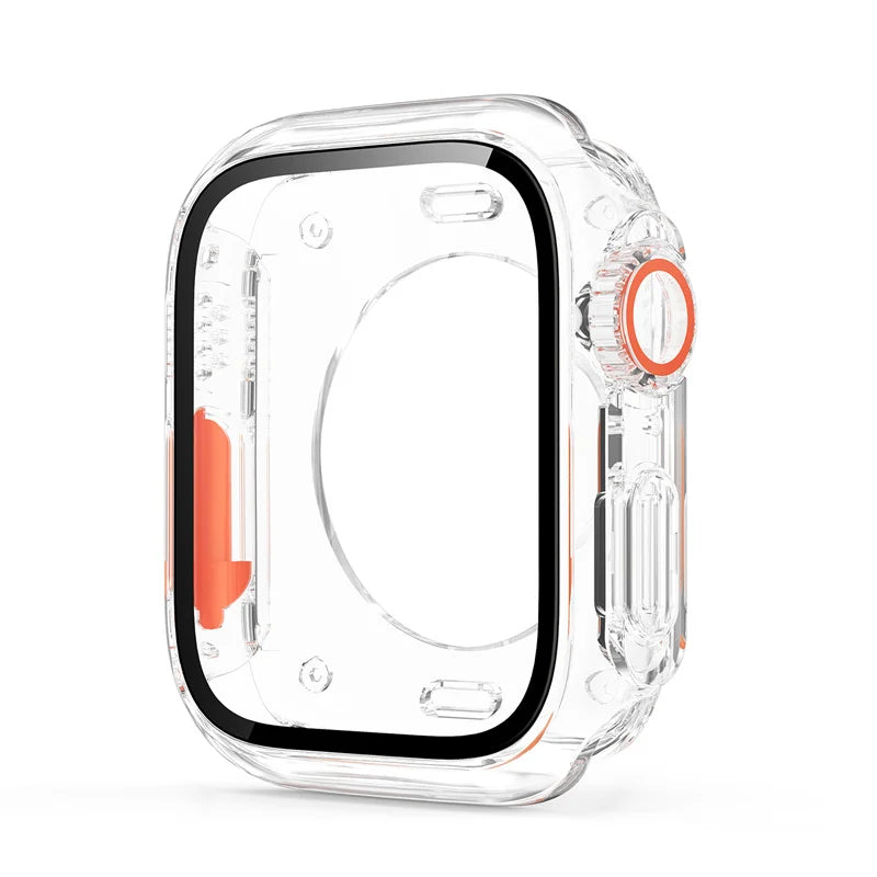 Case for Apple Watch Cover 44mm 45mm 40 41mm Appearance Change To Ultra Tempered Glass Screen Protector Cover iWatch 9 8 7 6 se