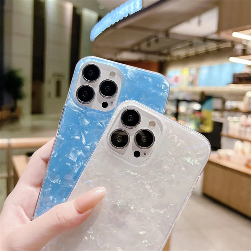 Cute Glitter Marble Silicone Case For iphone 16 15 14 12 13 Mini 11 Pro Max Plus Silicone Soft TPU Back Phone Cases Cover - Caseverse