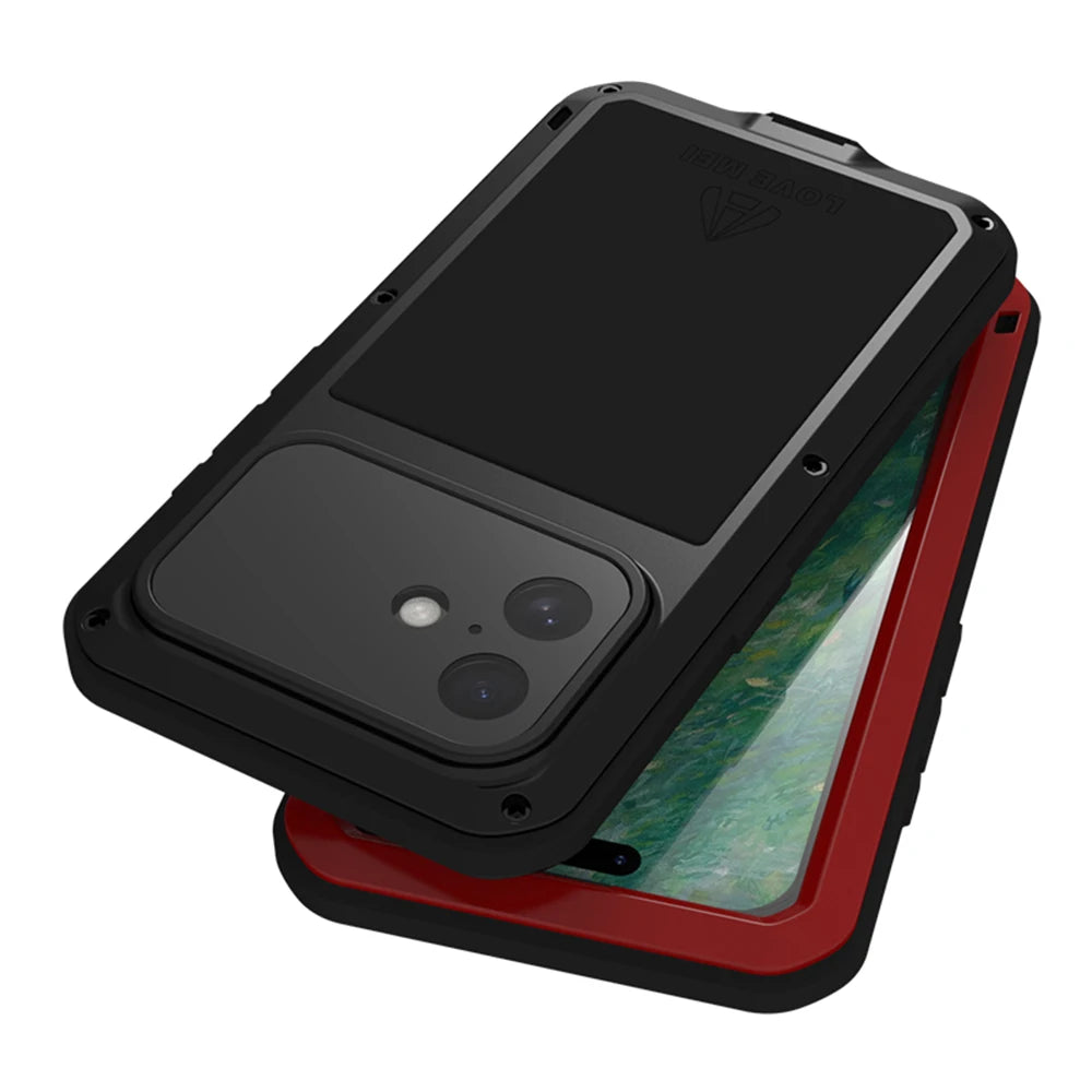 Original LOVE MEI Metal Armor For iphone 16 Pro Max Case 15 Plus 14 Military Grade Silicone Shockproof Cover Built-in Protector - Caseverse
