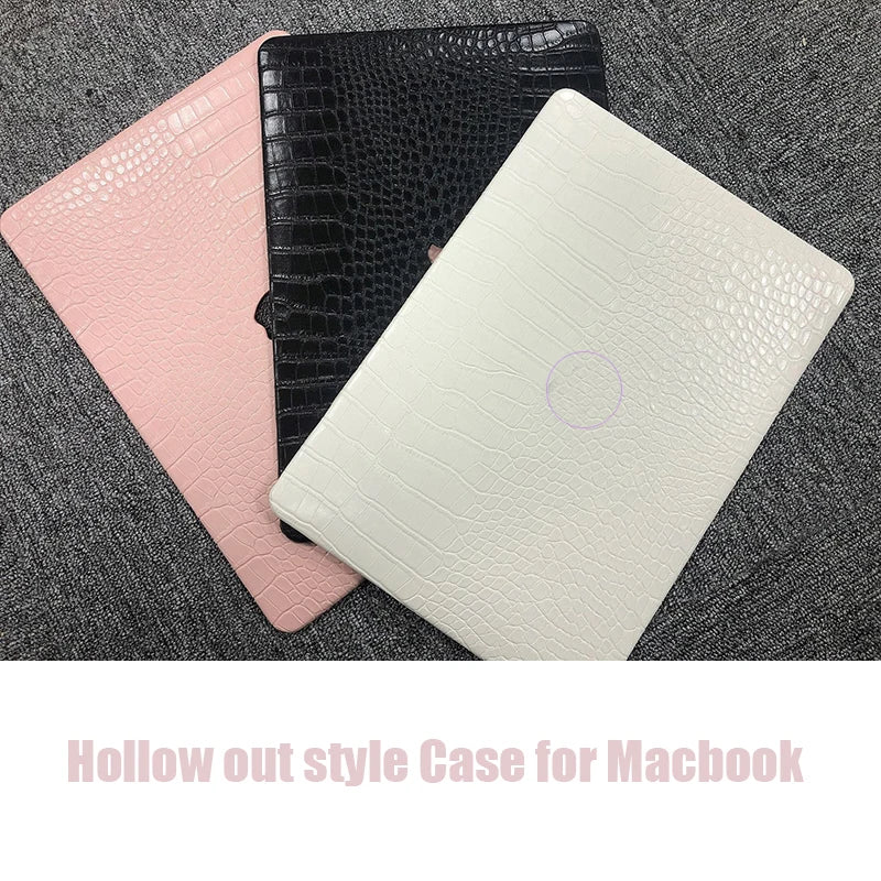 Laptop Case for Macbook Air 15 13 M2 Chip Leather Cover for A2941 A2681 A2338 M1 Pro14 2021 2023 M3 Crocodile Pattern Skin Shell