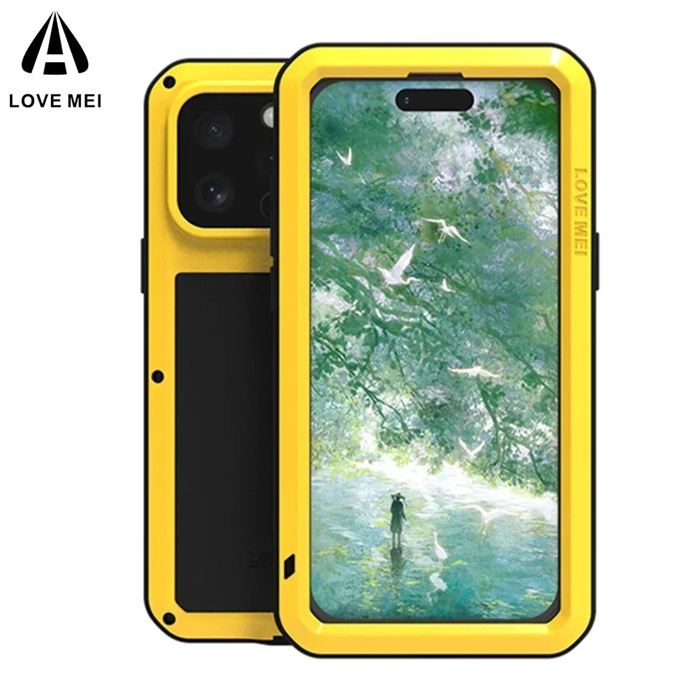 Original LOVE MEI Metal Armor For iphone 16 Pro Max Case 15 Plus 14 Military Grade Silicone Shockproof Cover Built-in Protector - Caseverse