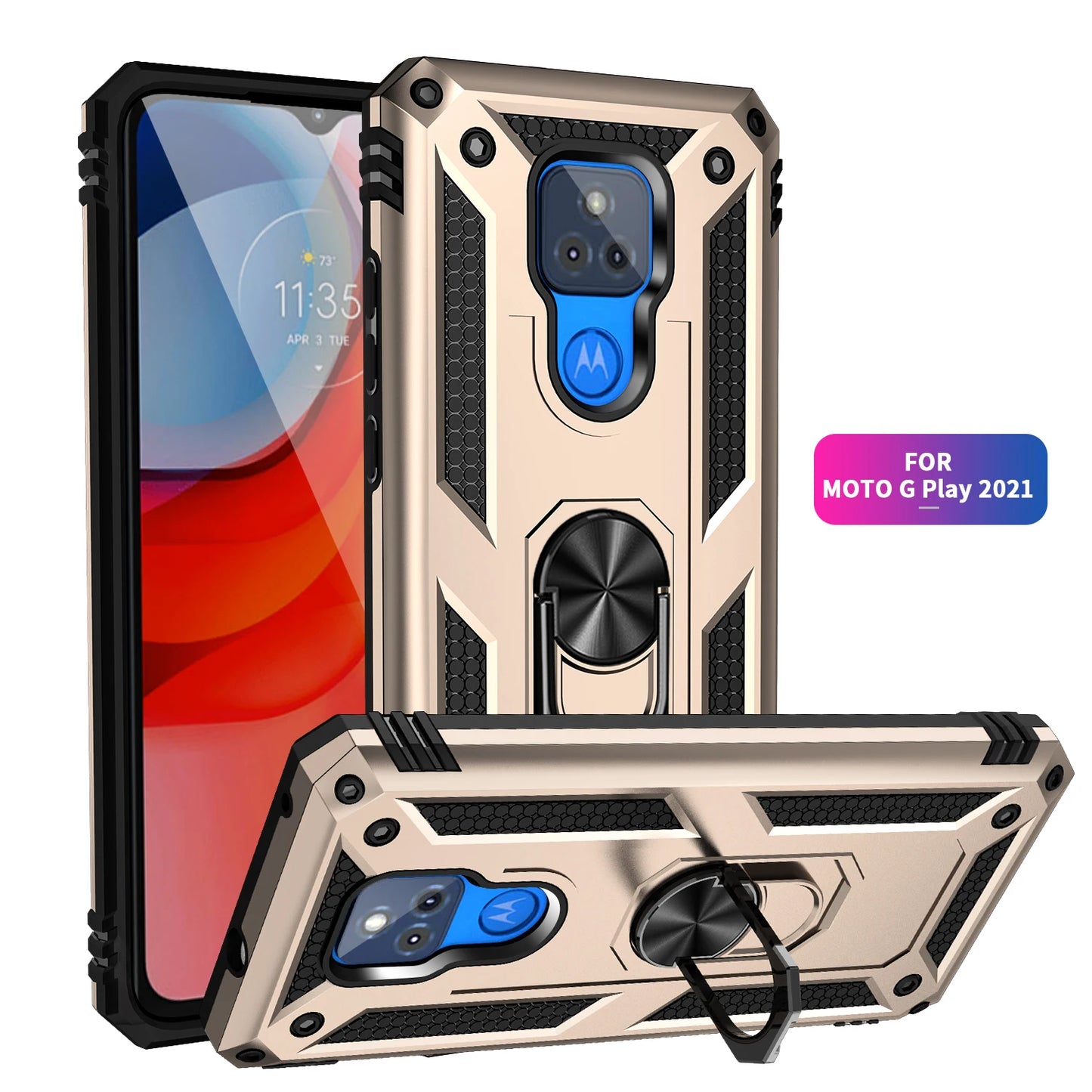 for Moto G Play Case for Phone Moto G Play 2021 Case Shockproof Armor Rugged Military Protective Car Holder Magnetic Cover - Caseverse