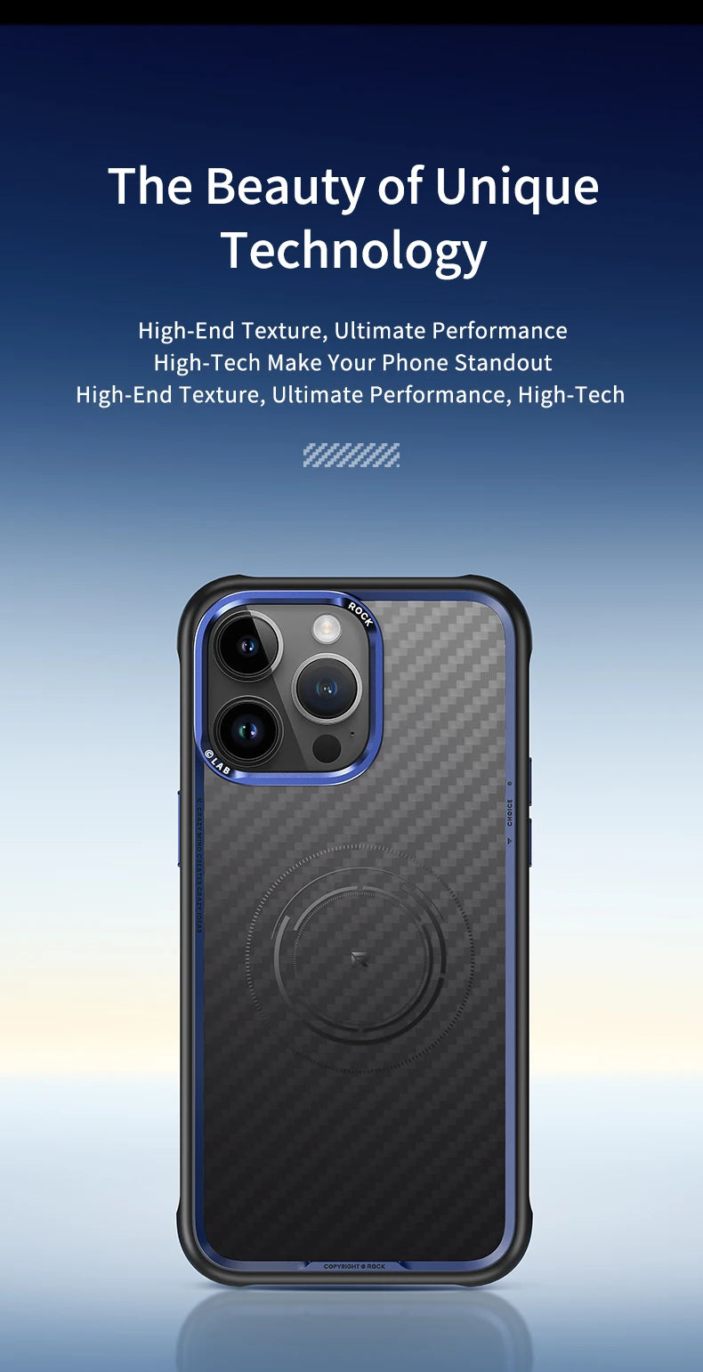 ROCK Kevlar Magnetic Case for iPhone 15 Pro Max Metal Lens Military Grade Shockproof Cover for iPhone 15 Compatible with MagSafe - Caseverse