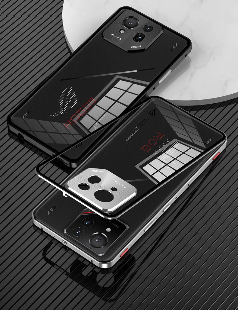 Metal Bumper Phone Case lock buckle For ASUS ROG Phone 9 Pro Single sided Tempered Glass Back Full Lens Protection Cover cases
