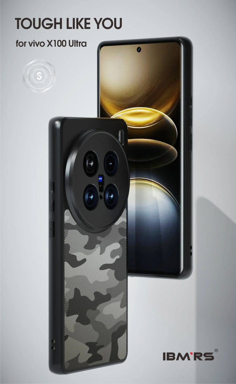 IBMRS for vivo X100 Ultra Case,Dual Layer Military Grade Drop Shockproof Protection Cell Phone Cover -  (Camo Black) - Caseverse