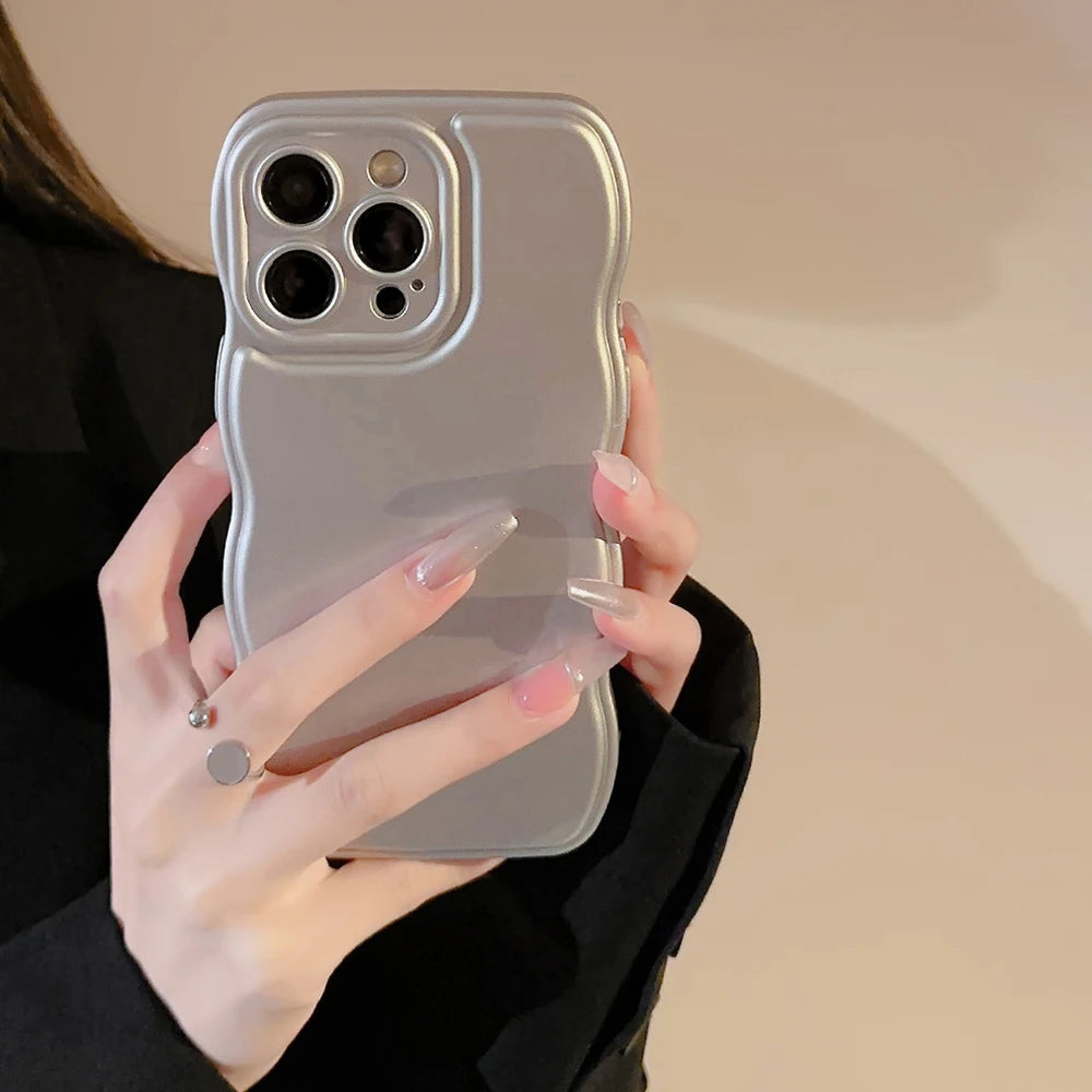 New Men Women Wave Phone Case For iPhone 12 13 14 15 16 Pro Max Shockproof Dissipate Heat Silicone Soft Cases Protective Shell - Caseverse