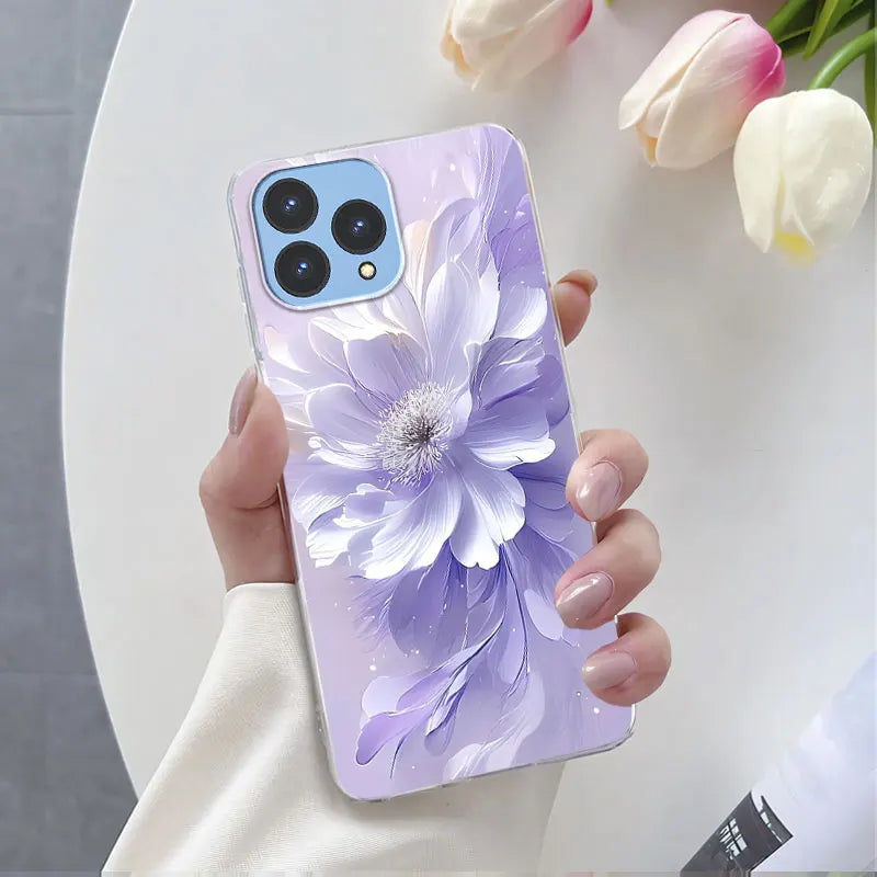 For Cubot P80 Case 2023 Luxury Phone Case For Cubot P80 6.58" Marble Butterfly Flower Clear Soft Silicone TPU Protective Cover - Caseverse