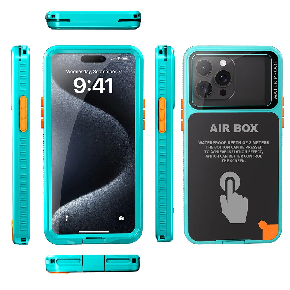 IP68 Waterproof Case For iphone 15 Pro Max Case 14 Plus 12 13 Underwater Full Sealing Cover Shockproof Built-in Screen Protector - Caseverse