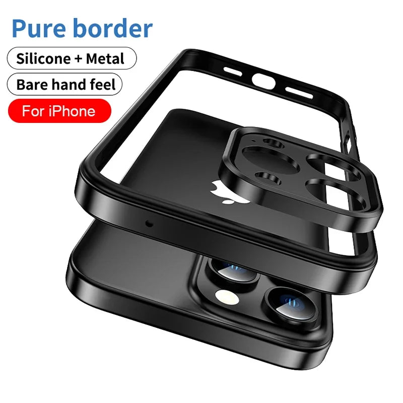 Camera Protection + Hybrid Silicone Frame Aluminum Metal Phone Case For iPhone 16 15 14 13 Pro Max Better Heat Bumper Caseverse