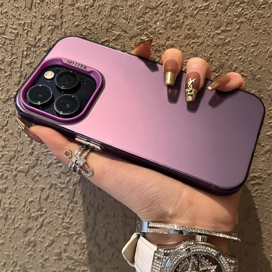 Luxury Matte Silver Electroplated Phone Case For iPhone 11 12 13 14 15 16 Pro Max Plus X Xs Max XR Shockproof Bumper Cases Cover Caseverse