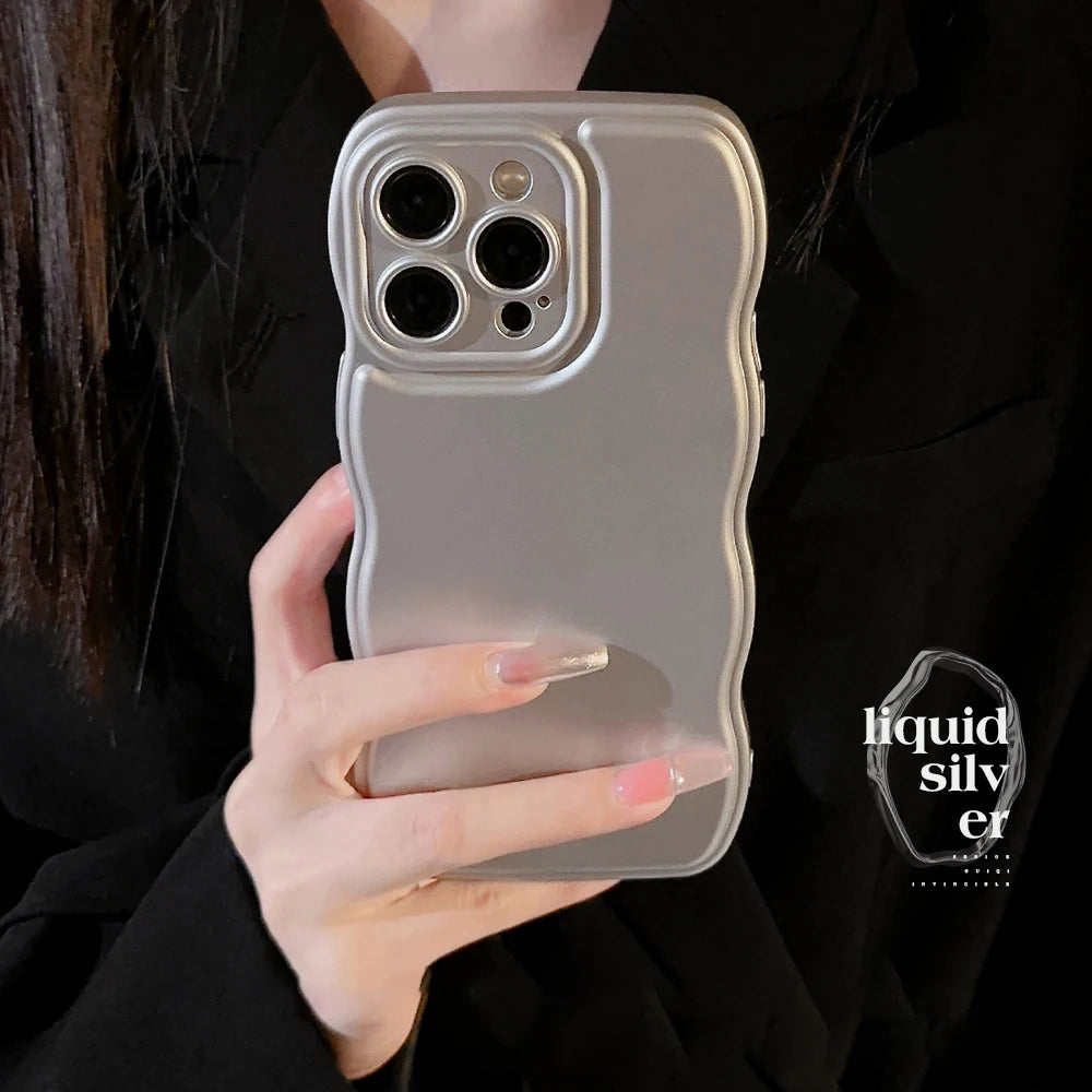 New Men Women Wave Phone Case For iPhone 12 13 14 15 16 Pro Max Shockproof Dissipate Heat Silicone Soft Cases Protective Shell - Caseverse