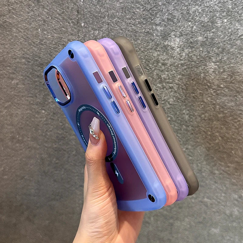 Military grade shockproof magsafe charging phone case for iPhone 15 14 13 12 Pro Max magnetic thicken corner silicone back cover - Caseverse