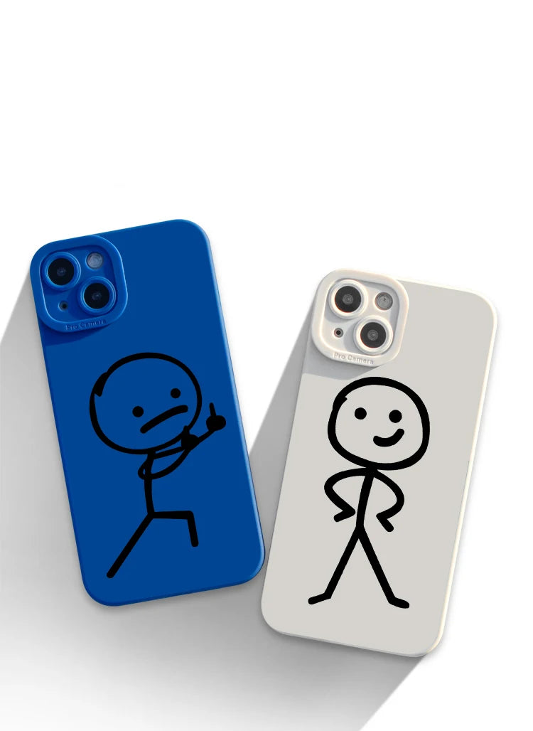 Cute Cartoon Matchman Matte Silicone Phone Case For iPhone 16 15 Soft Back Cover - Caseverse