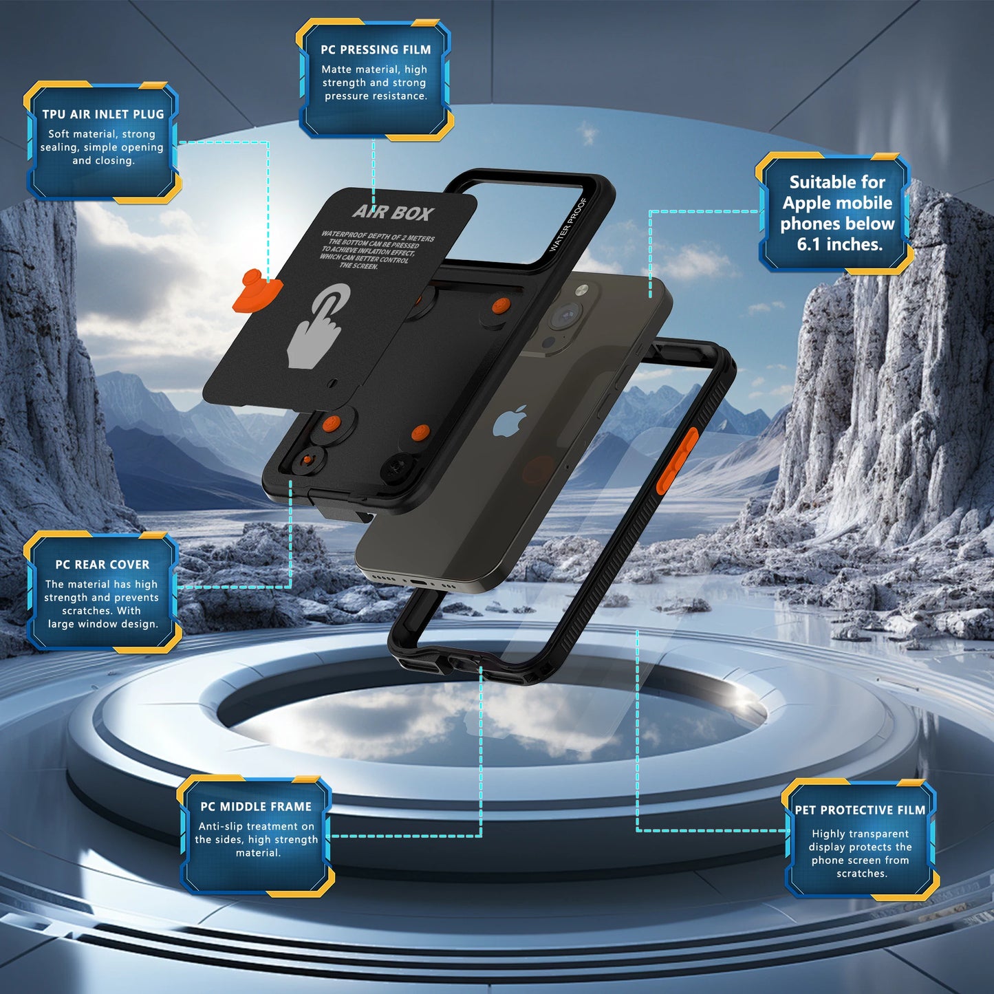 IP68 Waterproof Phone Case For iPhone 16 15 14 13 12 Pro Max Plus Underwater Taking Shockproof Dustproof Swimming Diving Cover - Caseverse