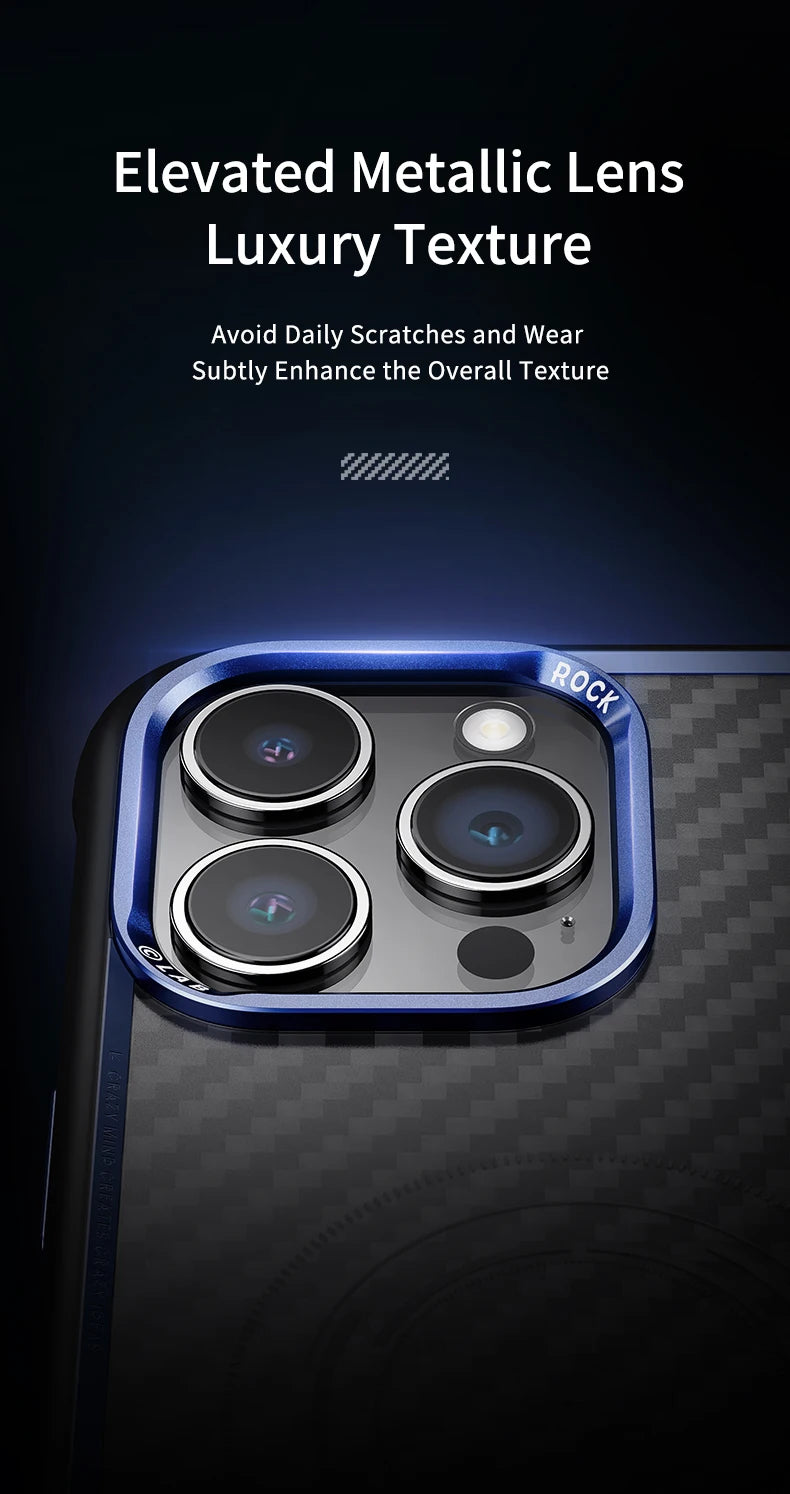 ROCK Kevlar Magnetic Case for iPhone 15 Pro Max Metal Lens Military Grade Shockproof Cover for iPhone 15 Compatible with MagSafe - Caseverse